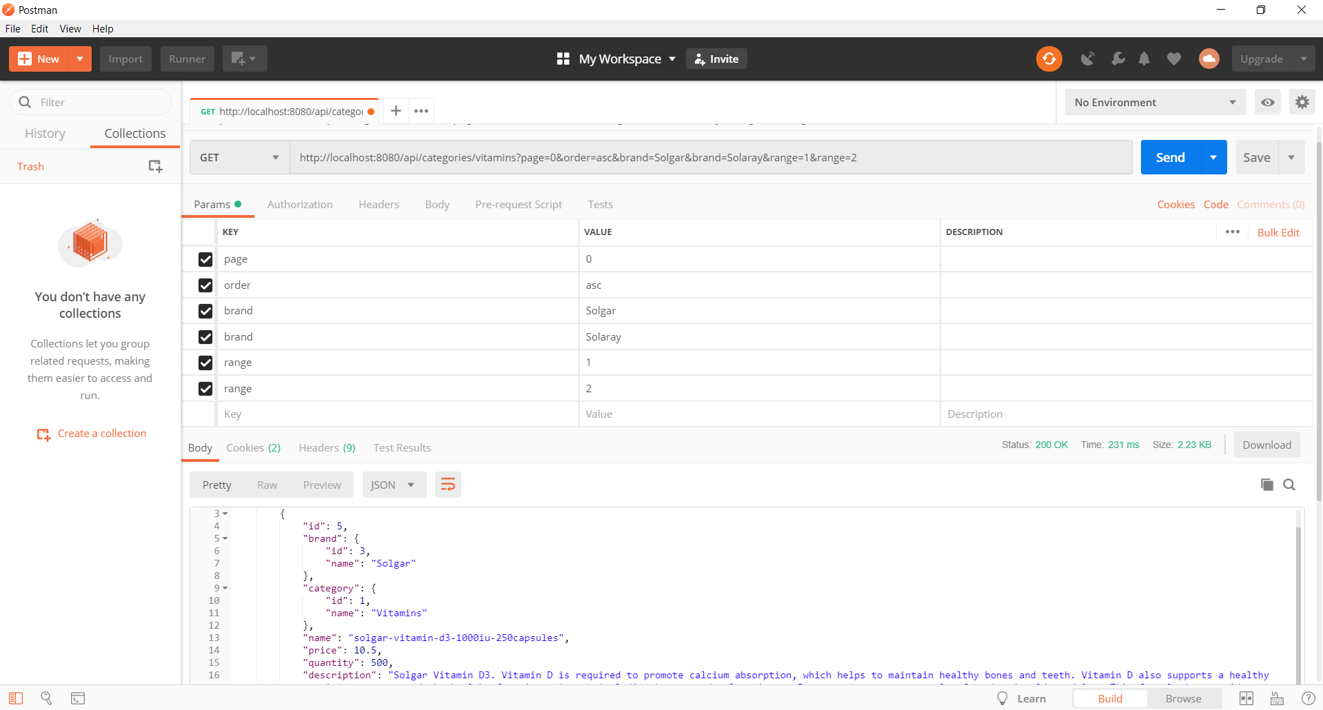 Categories Parameters